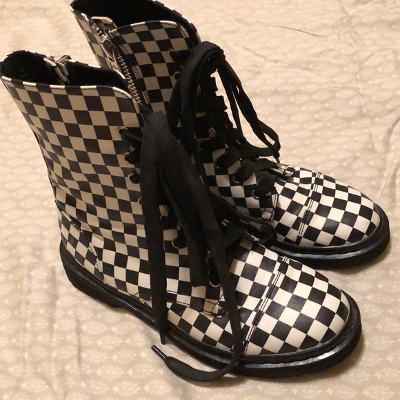 checkered combat boots